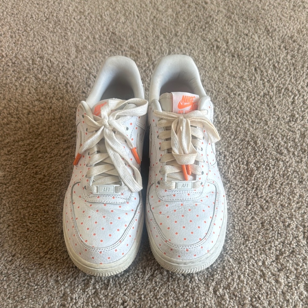 Nike White and Orange polka dot Sneakers